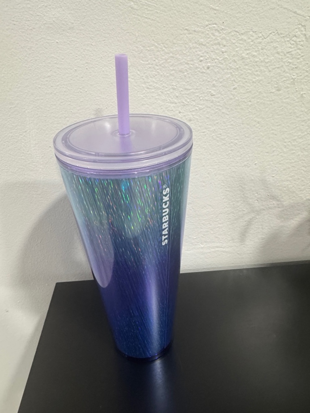 Starbucks Iridescent Blue-Purple Reusable Tumbler with Lavender Straw